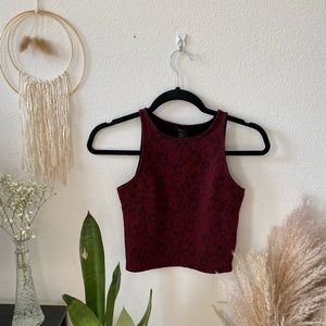 Dark red and black crop top